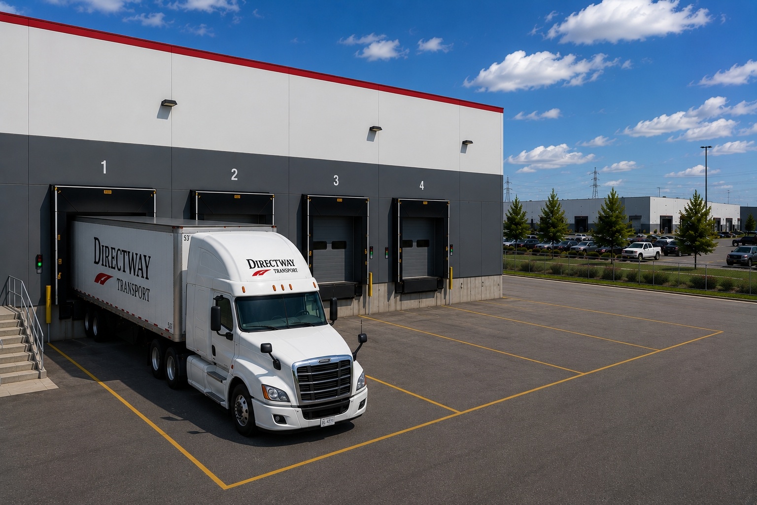 Directway Transport truck at night — 24/7 emergency freight